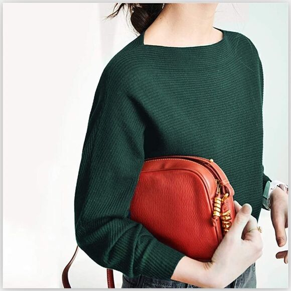 Dolman Sleeve Knit Sweater Green - Picture 1 of 3